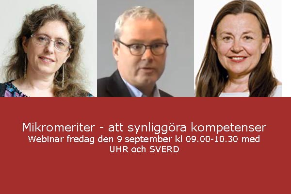 Webinar om ”Micromeriter att synliggöra kompetenser” med UHR och Sverd fre 9/9 kl 09.00