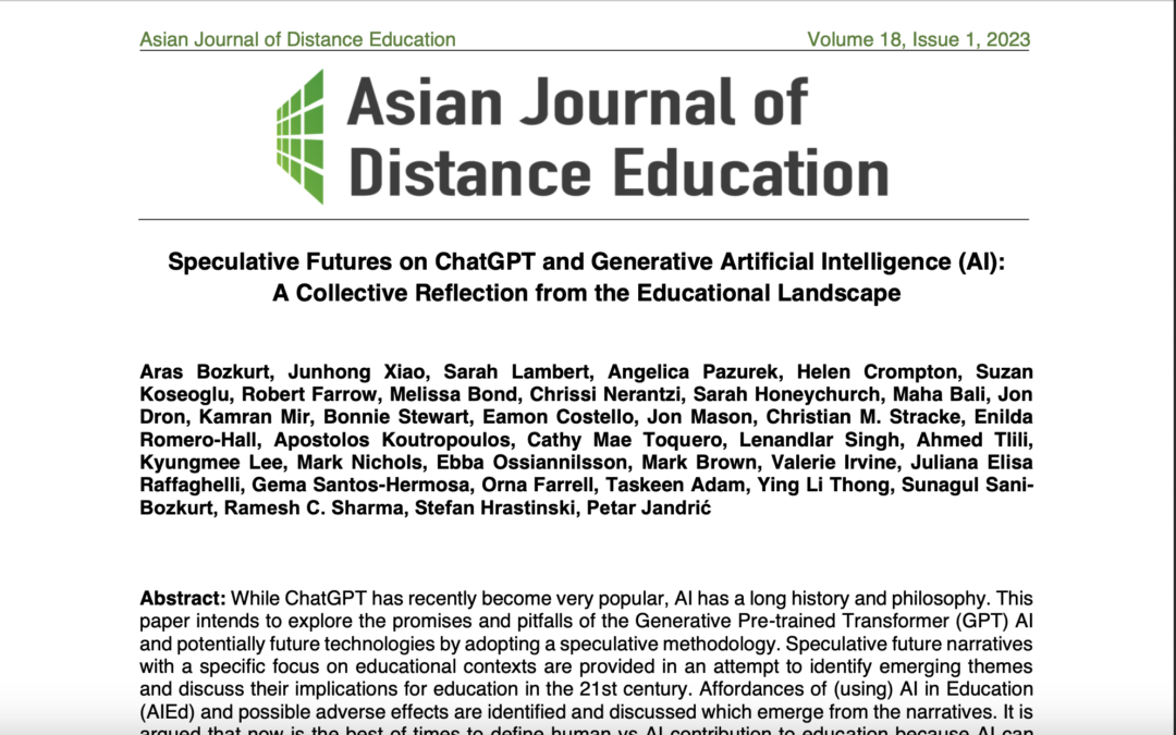 Speculative Futures on ChatGPT and Generative Artificial Intelligence (AI): A Collective Reflection from the Educational Landscape