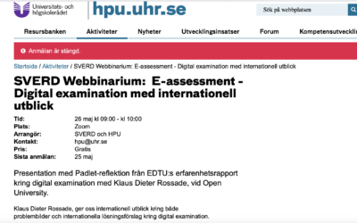 SVERD Webbinarium:  E-assessment – Digital examination med internationell utblick